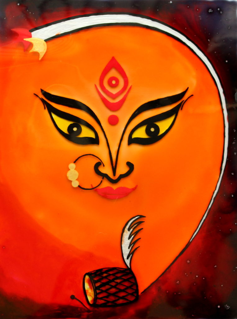 GLASS PAINTING OF MAA DURGA – CREATIVE ART