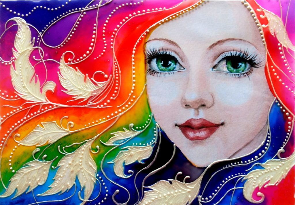 GLASS PAINTING OF RAINBOW GIRL