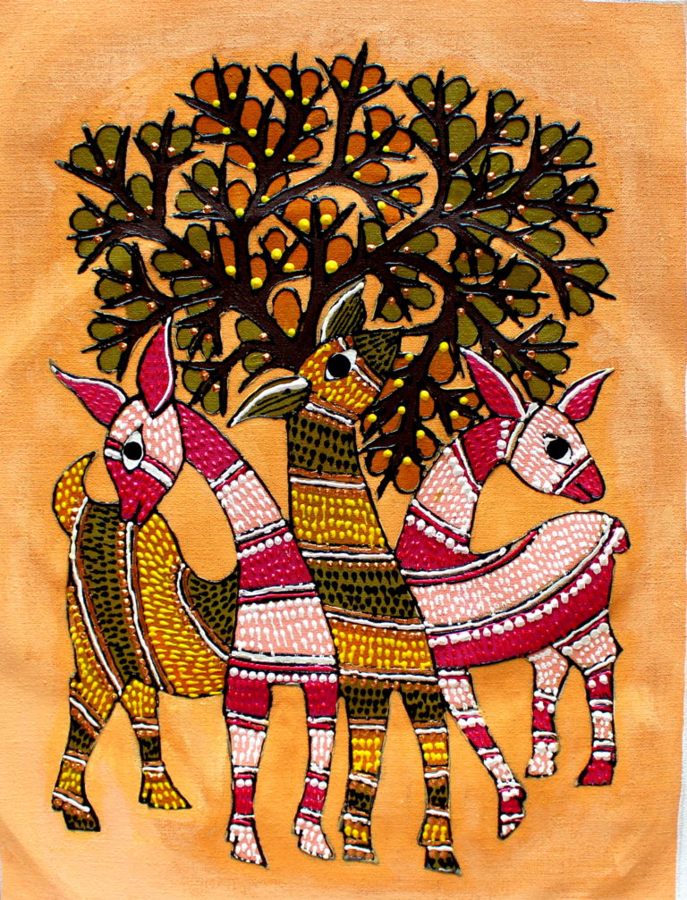 GOND TRIBAL ART ON FABRIC